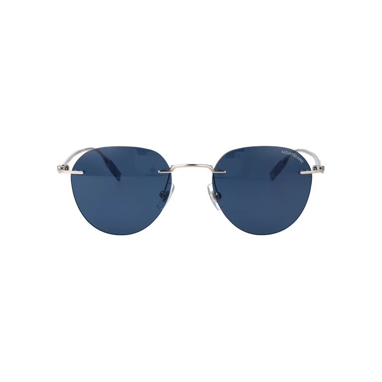 Montblanc Silver-silver-blue Metal Sunglasses - Men