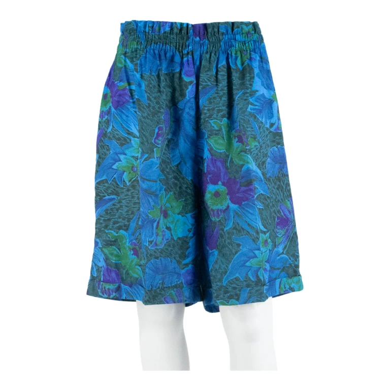 Womens Pleated Skirt Blue Knee Length Floral M