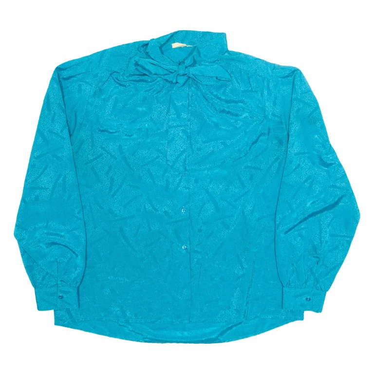 Womens Printed Shirt Blue Collared Long Sleeve M