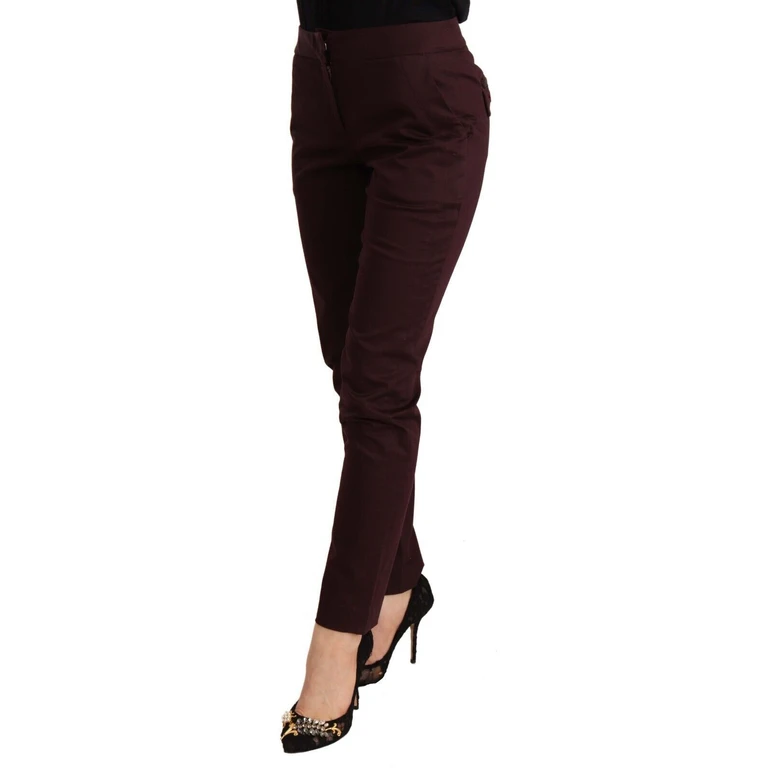 Just Cavalli Maroon Mid Waist Skinny Women Trouser Pants Marrone - Women