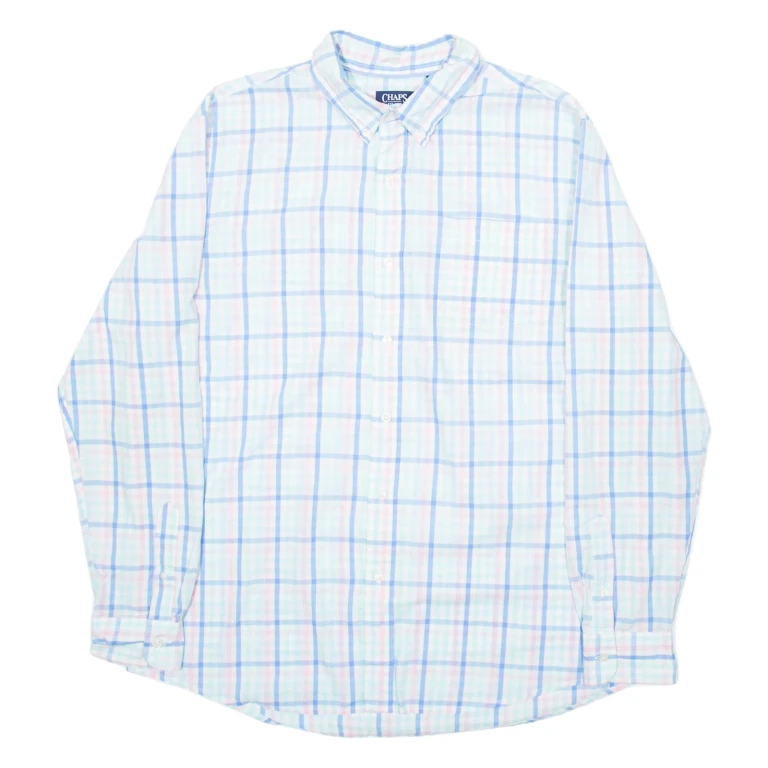 CHAPS Mens Shirt Blue Check Long Sleeve XL
