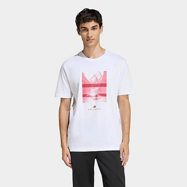 adidas Men's Outdoor Kayaking Graphic T-Shirt in White Size: Small