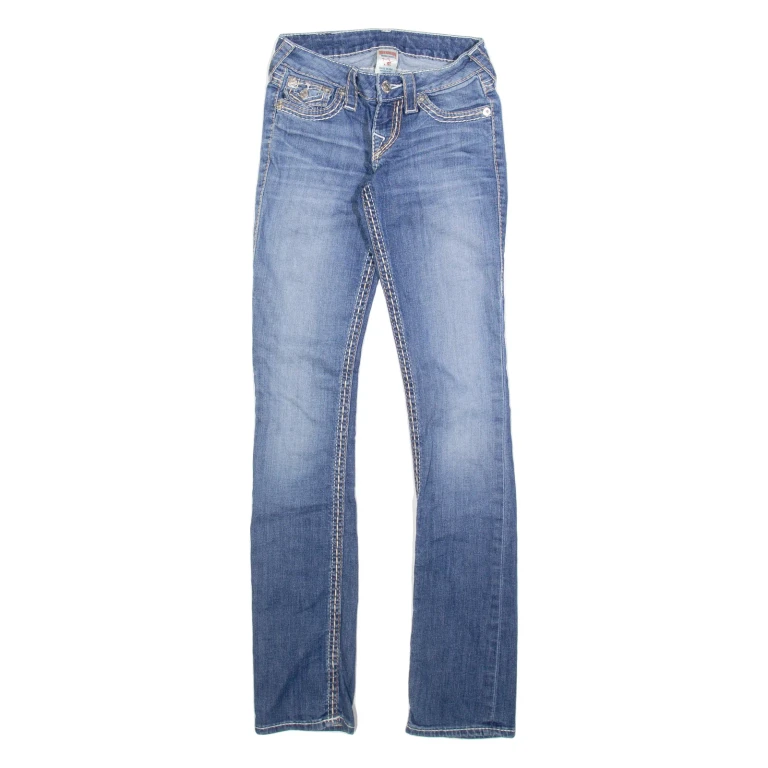 TRUE RELIGION Womens Jeans Blue Slim Straight Stone Wash W24 L33