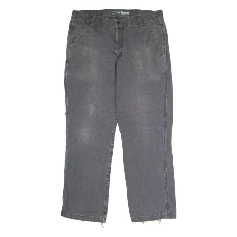 CARHARTT Workwear Carpenter Mens Canvas Trousers Grey Relaxed Straight W35 L30
