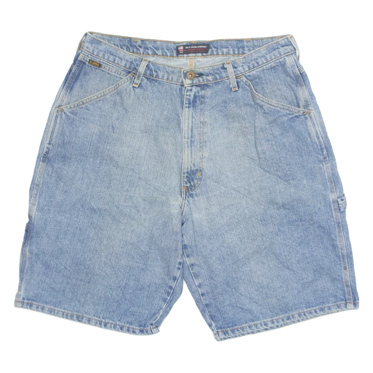 RALPH LAUREN POLO JEANS COMPANY Denim Carpenter Mens Workwear Shorts Blue 90s L W35