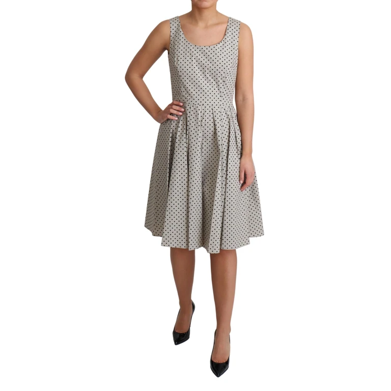 Dolce & Gabbana Beige Polka Dotted Cotton A-Line Dress - Women