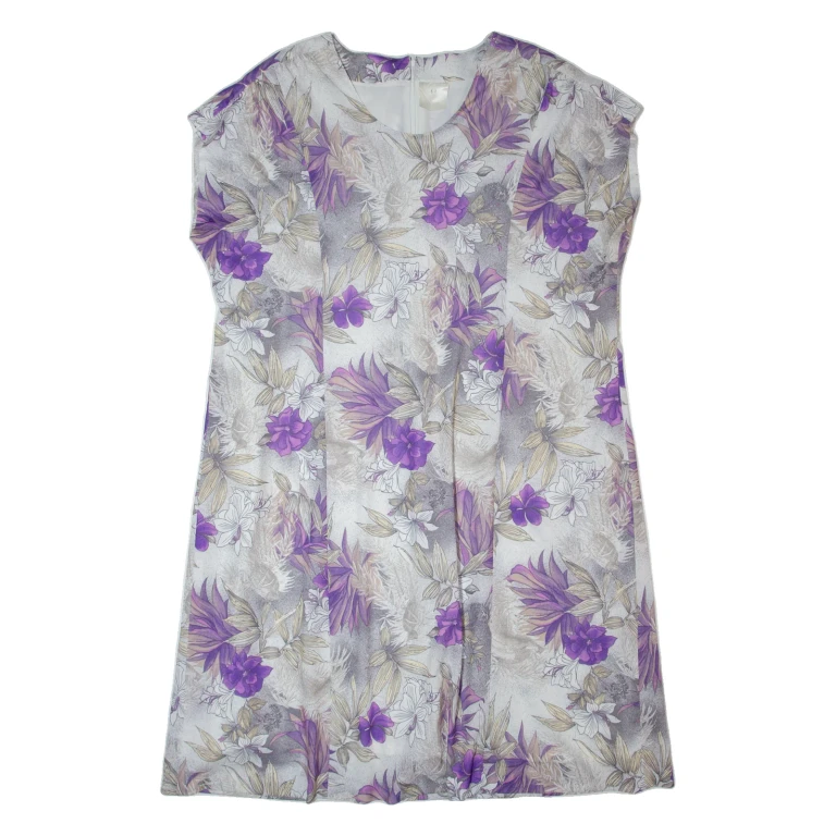 Womens Day Dress Grey Floral Short Sleeve Midi XL