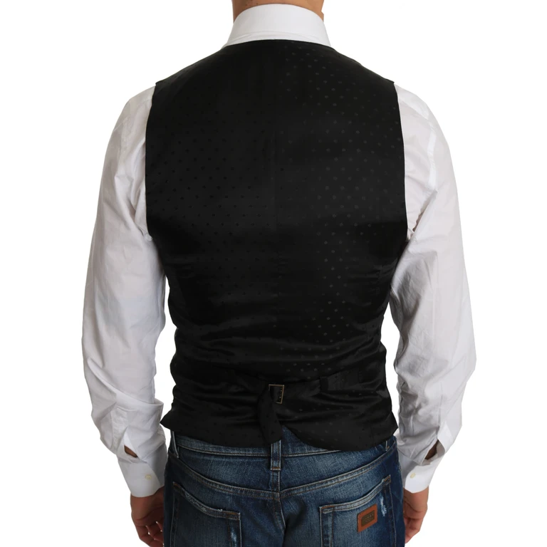 Dolce & Gabbana Black Wool Dress Waistcoat - Men