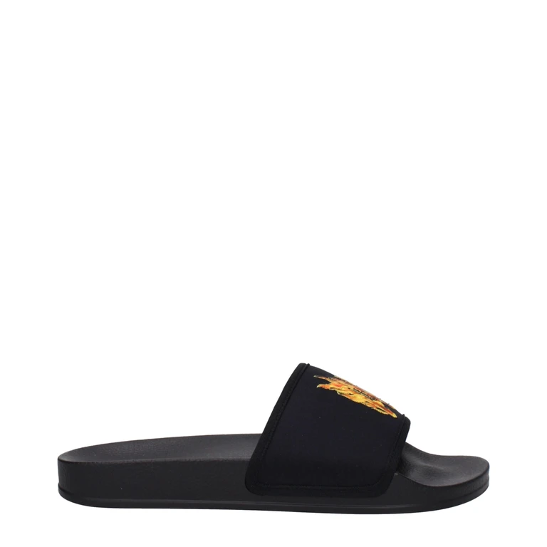 Palm Angels Black Fabric Slippers - Men