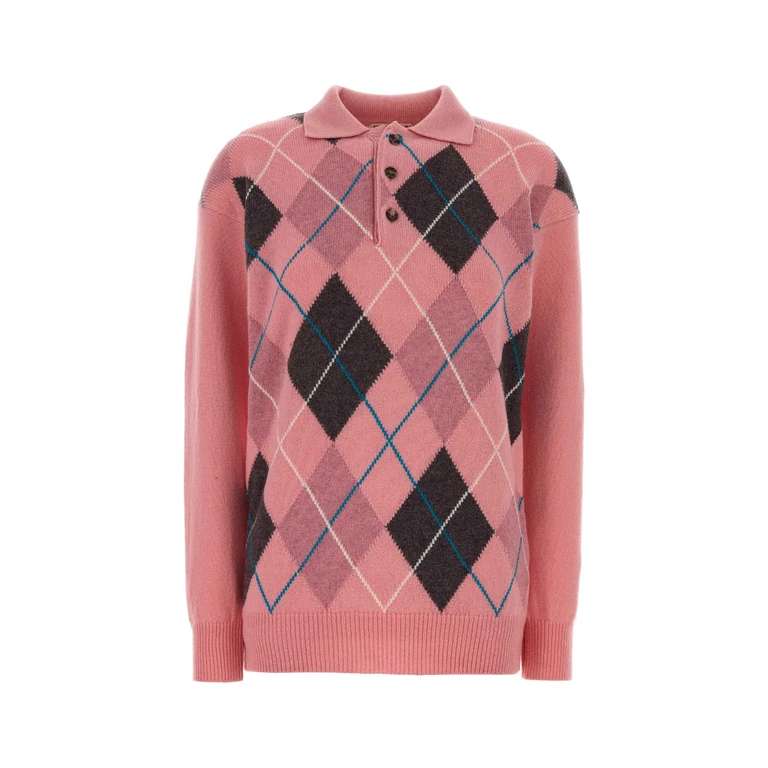 JW Anderson Pink Wool Polo Shirt Bubblegum Exterior - Women