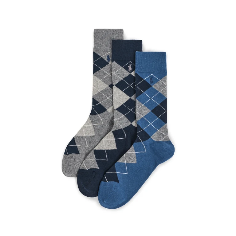 Polo Ralph Lauren Argyle Slack Socks 3 Pack Navy/Grey/Black 10-13