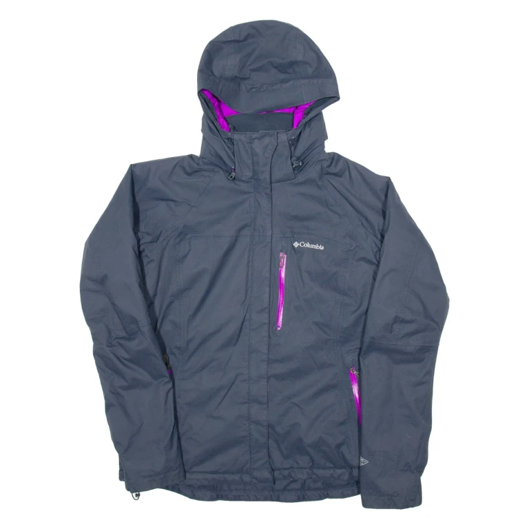 COLUMBIA Womens Coat Blue Nylon Hooded L