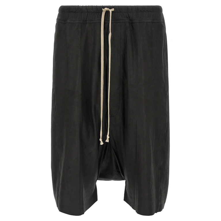 Black Lamb Leather Bermuda Shorts - Men