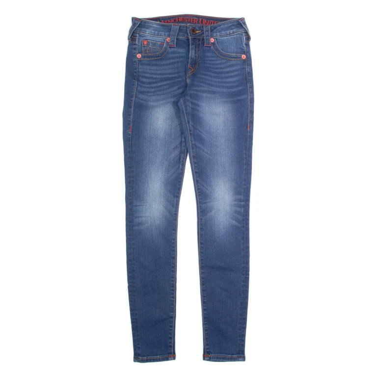 TRUE RELIGION Manchester United Womens Jeans Blue Slim Skinny W26 L30