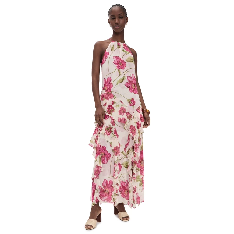 MISA Novah Dress Fuchsia Blooms Mix S
