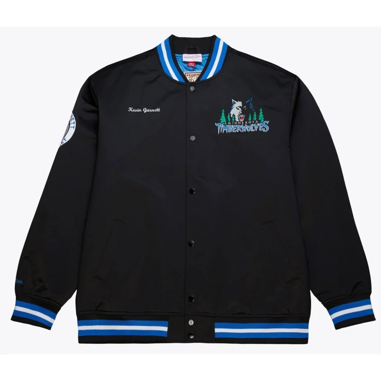 Men's NBA Satin Jacket Vintage Logo Timberwolves Kevin Garnett