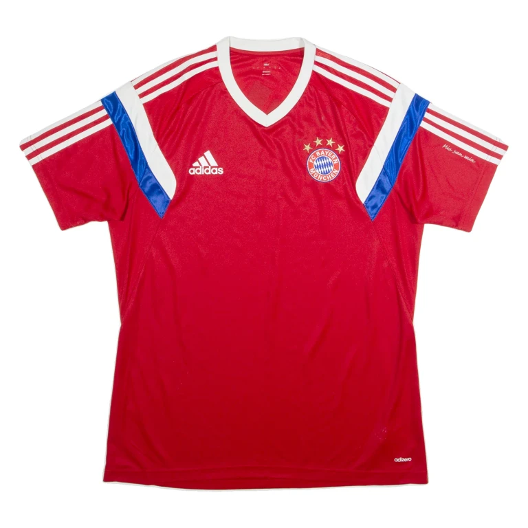 ADIDAS FC Bayern Munich Mens Football Shirt Jersey Red V-Neck L