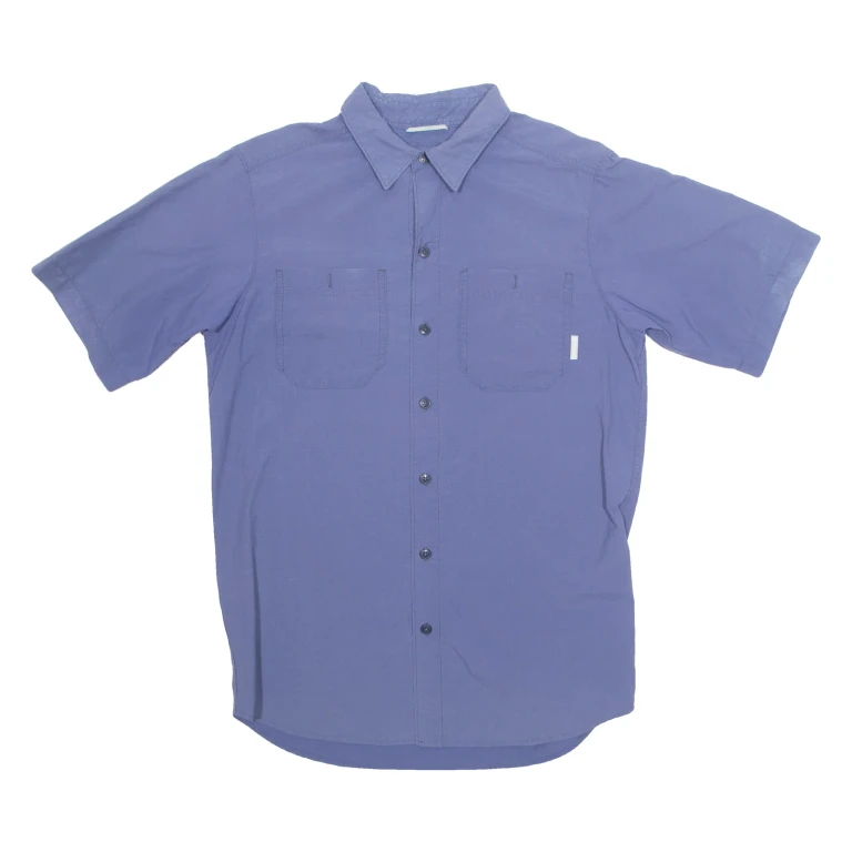 COLUMBIA Mens Plain Shirt Blue Nylon S