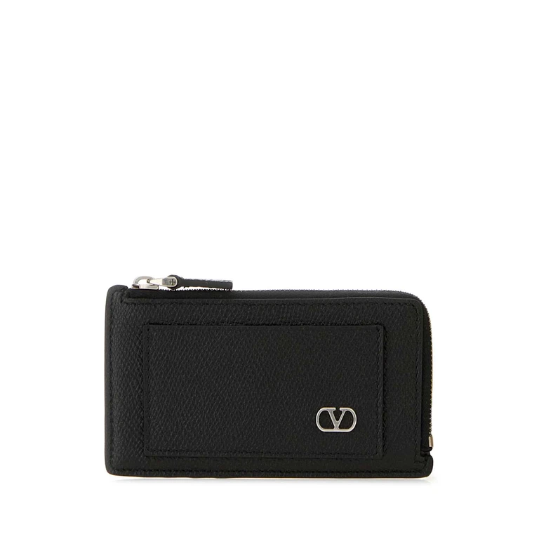 Black Leather Card Holder Nero Portafogli - Men