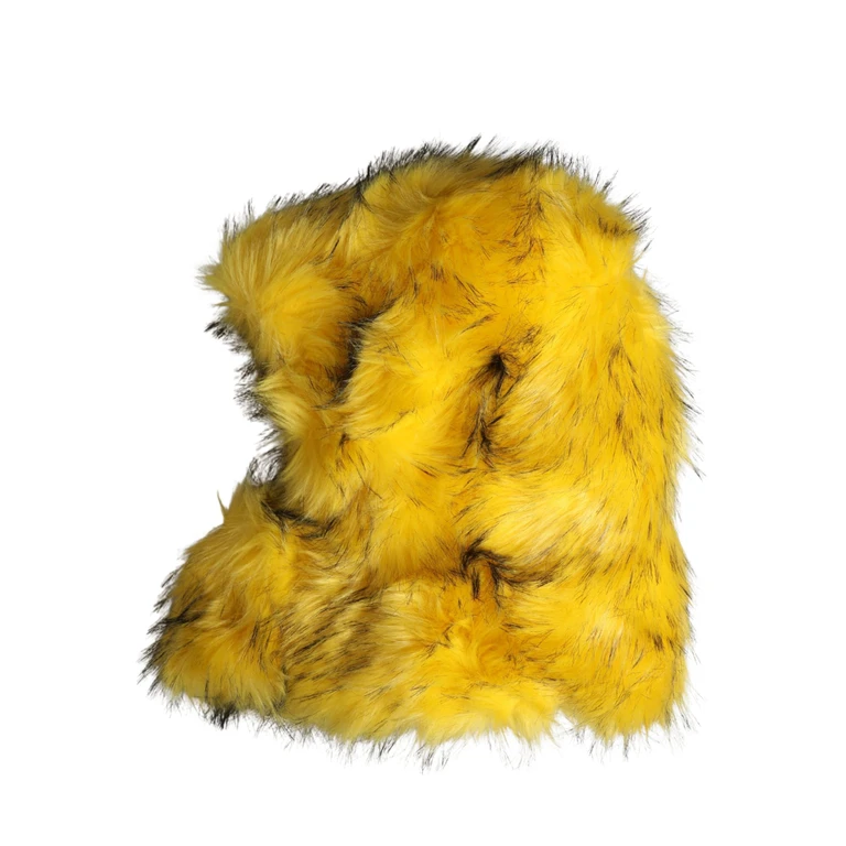 Yellow Modacrylic Fur Women Bucket Capello Hat Acetate - Women