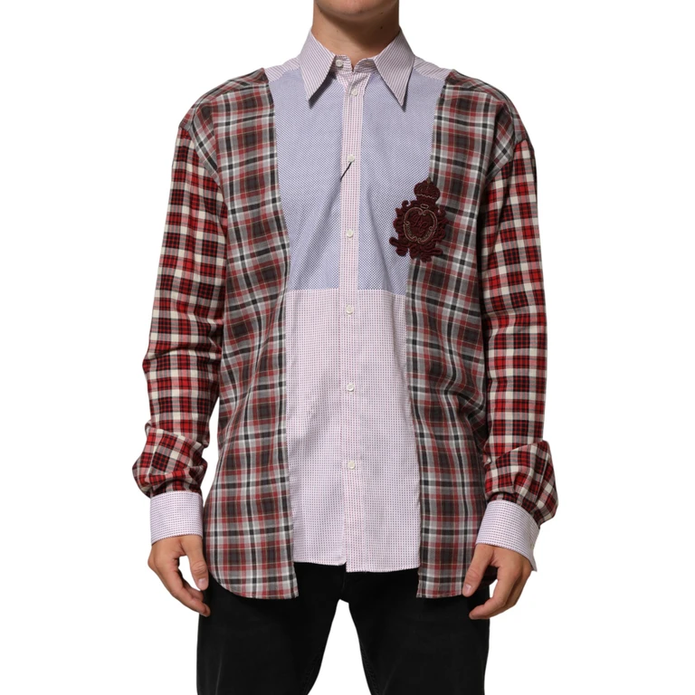 Dolce & Gabbana Multicolor Cotton Collared Checkered Shirt - Men