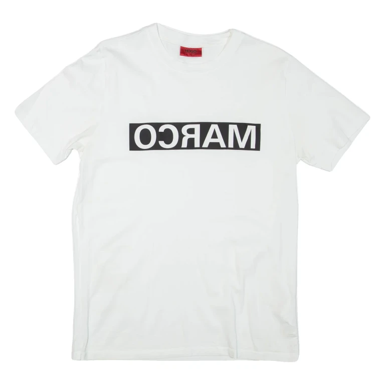 HUGO BOSS Mens T-Shirt White Crew Neck S