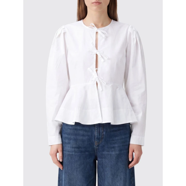 Cropped Cotton Jacket with Ruched Shoulders and Tie Fastening (A1040486151)