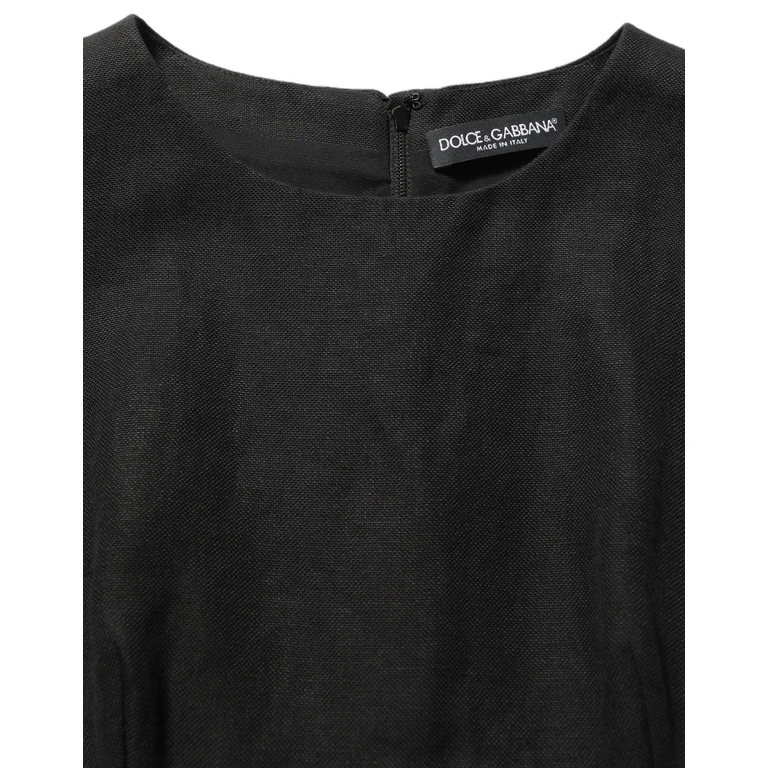 Dolce & Gabbana Black Floral Lace Sleeveless Shift Dress Flax Cotton Ramie Nylon - Women