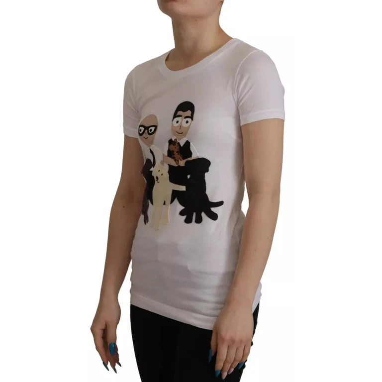 Dolce & Gabbana White #dgfamily Patch Top Cotton T-Shirt Off - Women