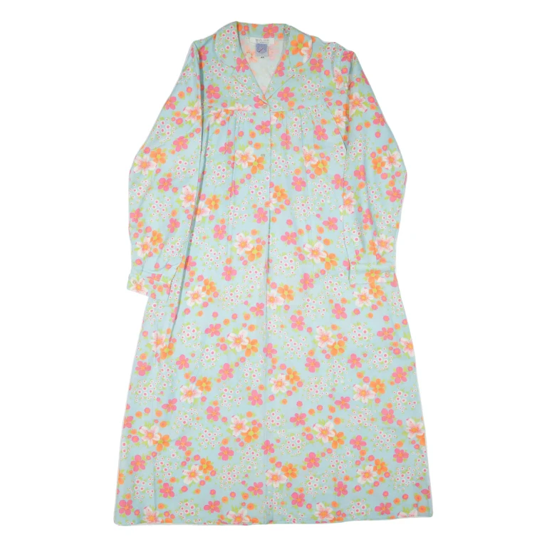 MARSUM Womens Day Dress Blue Floral Long Sleeve Midi L