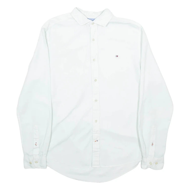 TOMMY HILFIGER Mens Plain Shirt Grey Long Sleeve M