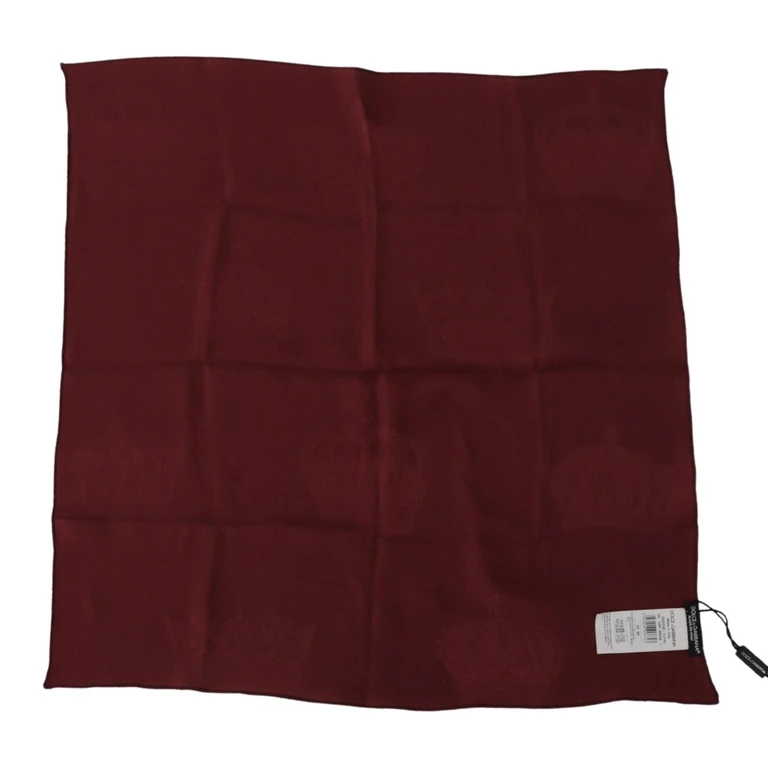 Dolce & Gabbana Maroon Silk Crown Square Wrap Handkerchief Scarf Red - Men