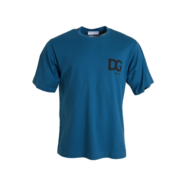 Dolce & Gabbana Blue Logo Round Neck Short Sleeves T-Shirt Cotton - Men