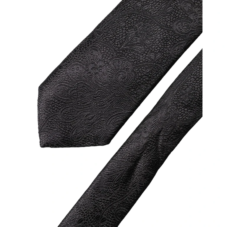Dolce & Gabbana Gray Satin Silk Adjustable Men Tied Necktie Tie - Men