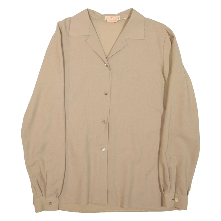 Womens Shirt Brown Collared Long Sleeve L