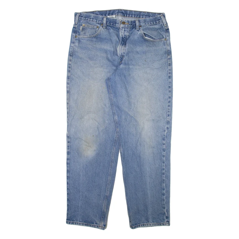 CARHARTT Mens Jeans Blue Relaxed Straight Stone Wash W38 L32