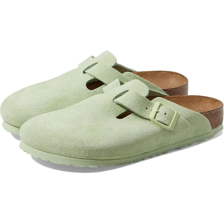 Unisex Boston Soft Footbed Suede Leather Faded Lime