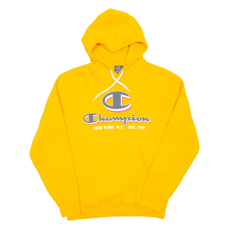 CHAMPION Womens Yellow Hoodie Pullover M