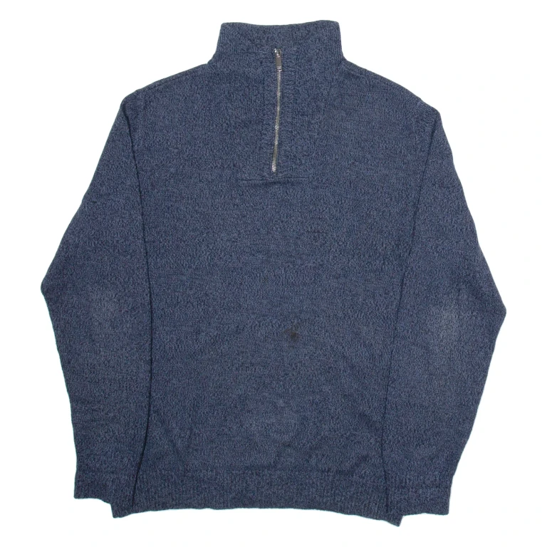CALVIN KLEIN JEANS Mens Jumper Blue 1/4 Zip Tight Knit L