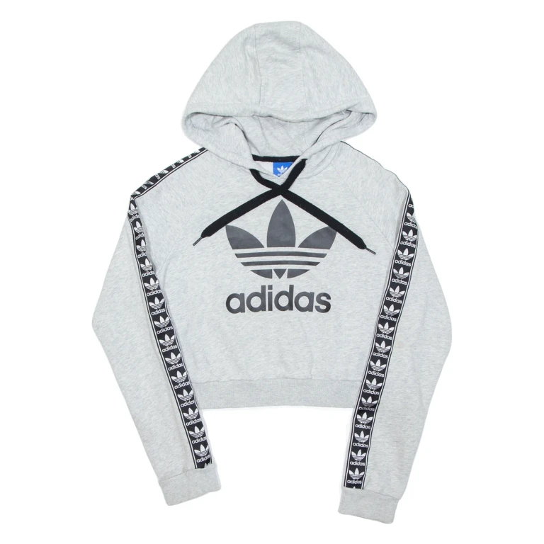 ADIDAS Cropped Womens Grey Hoodie UK 10