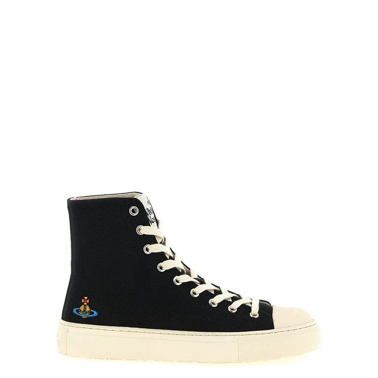 Bicolor Cotton High Top Sneakers - Women