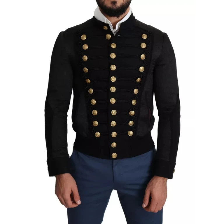 Dolce & Gabbana Black Button Embellished Military Jacket Clothing - Men