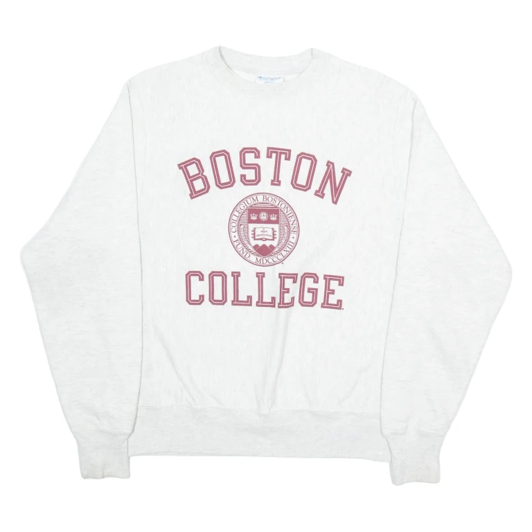 CHAMPION Boston College Mens Sweatshirt Grey USA S