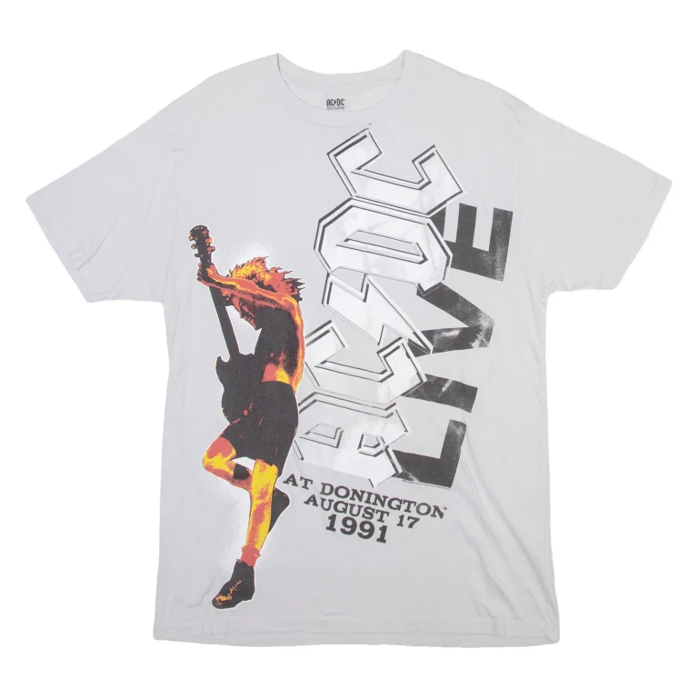Ac/dc Mens Band T-Shirt Grey L