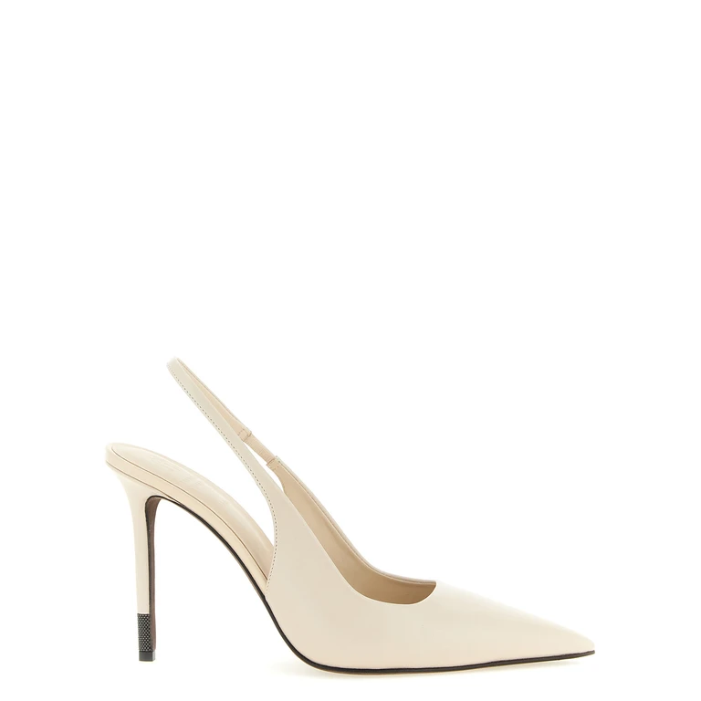 White Leather High Heel Pumps - Women