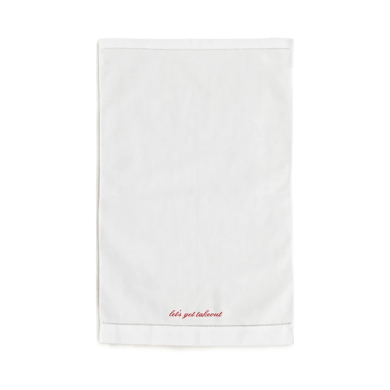 Abbode Let's Get Takeout Tea Towel White One Size