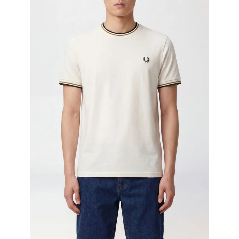 Slim Fit Cotton T-shirt with Contrast Trims and Embroidered Logo (FPM1588V5879B)