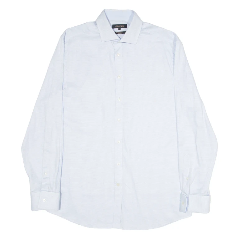 JAEGER Mens Plain Shirt Blue Long Sleeve L