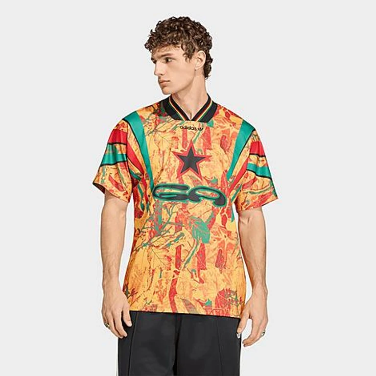 adidas Men's Originals Ghana Graphic Soccer Jersey in Green/Eqt Yellow/Better Scarlet Size: XS