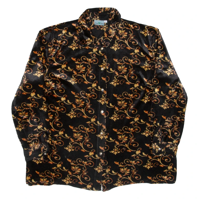 Womens Shirt Black Floral 3/4 Sleeve XL